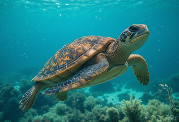 Fototapeta premium turtle swimming in the water