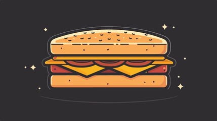 Sandwich Bread Loaf Flat Vector Food Icon