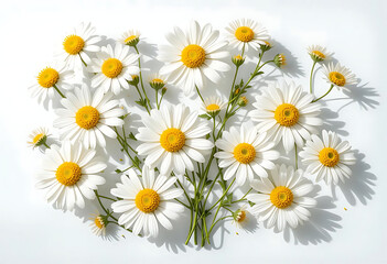 Fototapeta premium Delicate Daisies Arrangement on a White Background