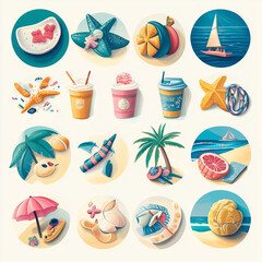 stock illustrations,summer,fullpage of icons 