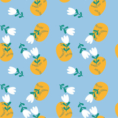 Colorful easter egg and floral pattern for festive design and decoration projects.