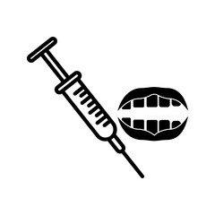 Tooth injection icon. Outline tooth injection vector icon for web design isolated on white background