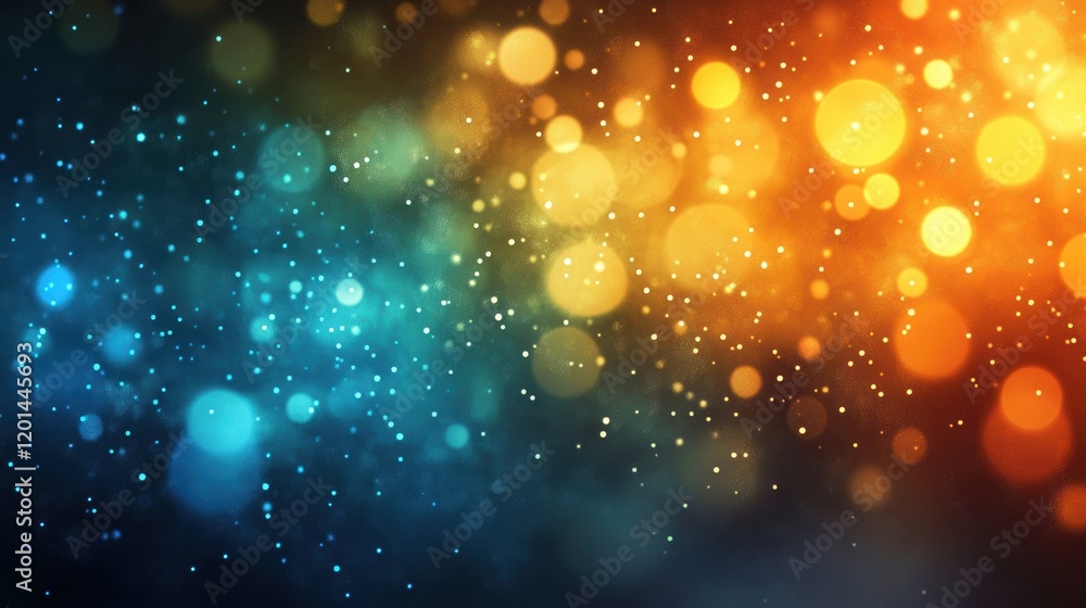 Poster vibrant bokeh background with blue and orange hues creating a magical atmosphere for design projects