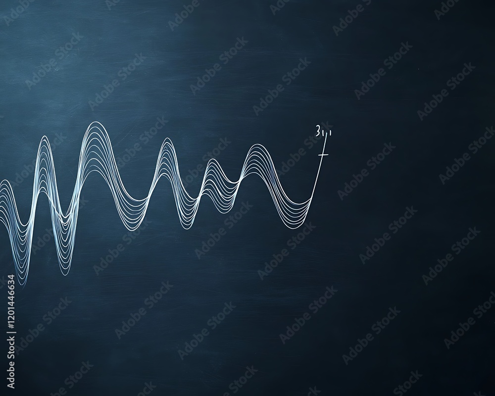 Poster a blackboard displaying the basics of sound waves with equations