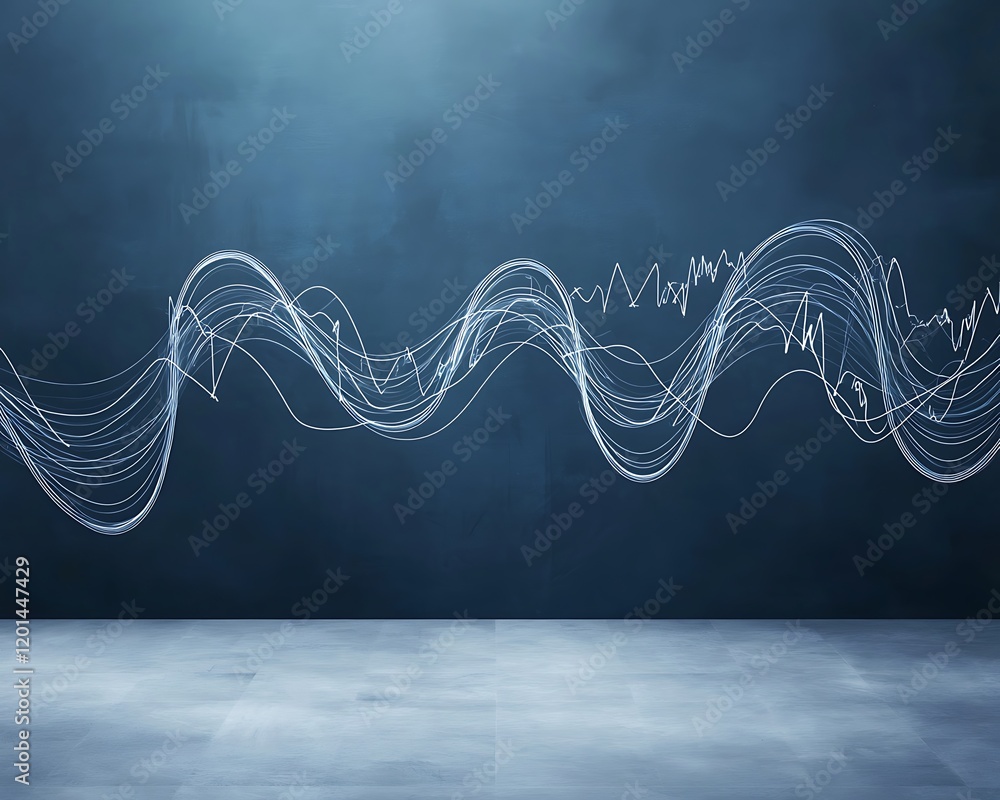 Poster a blackboard displaying the basics of sound waves with equations