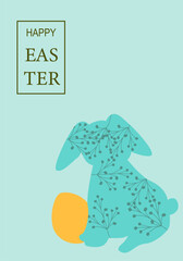 Happy easter poster with floral bunny design for festive decorations.