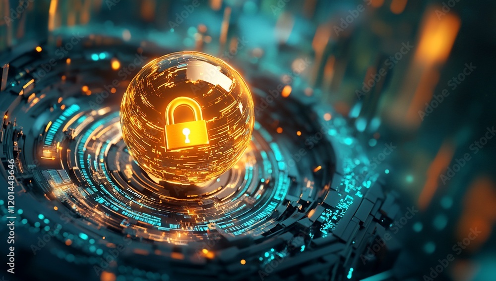 Poster Global Cybersecurity Digital Security Network Protection Data Encryption Concept