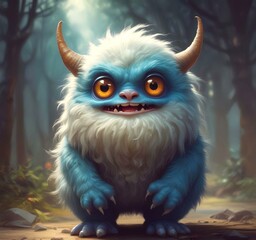Illustration of fluffy and cute small monster.