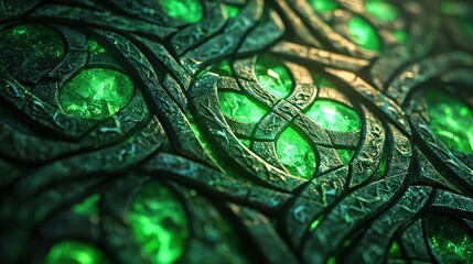 Obraz premium Vibrant Green Bar Lights Creating an Ethereal Digital Art Backdrop