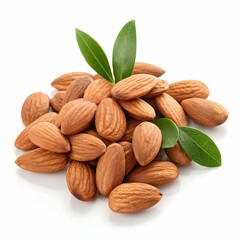 A pile of fresh almonds with their smooth, tan-colored shells