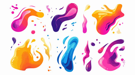 Colorful Liquid Elements Silhouettes Set Isolated on White Background