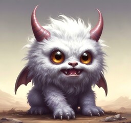 Fototapeta premium Illustration of fluffy and cute small monster.