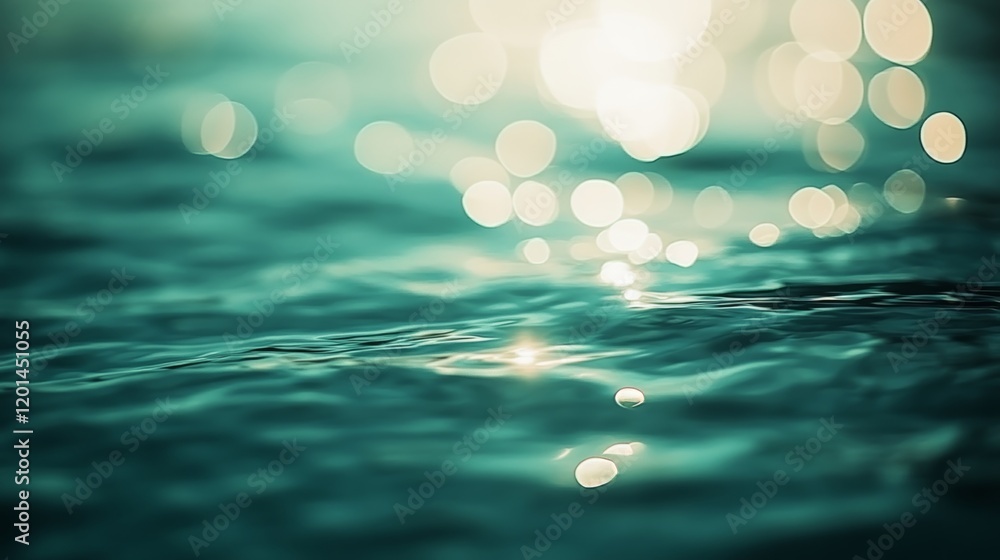 Poster abstract blue green watercolor background with gentle bokeh effect and copy space for text