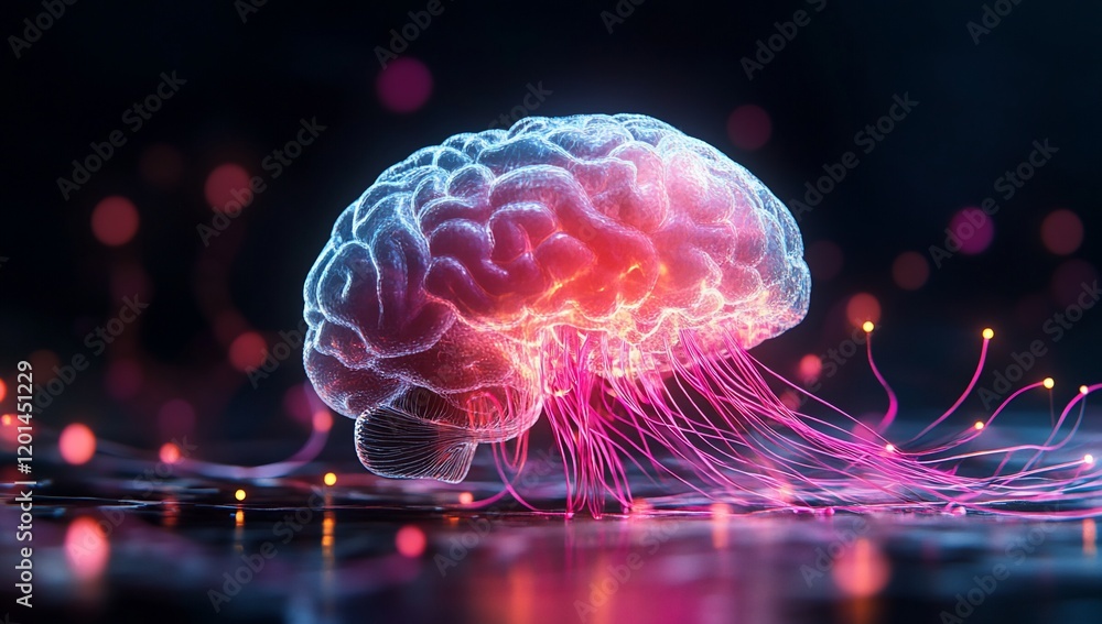 Poster abstract digital brain network neural connections neuroscience ai technology