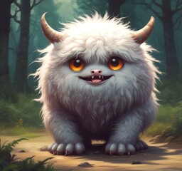Fototapeta premium Illustration of fluffy and cute small monster.