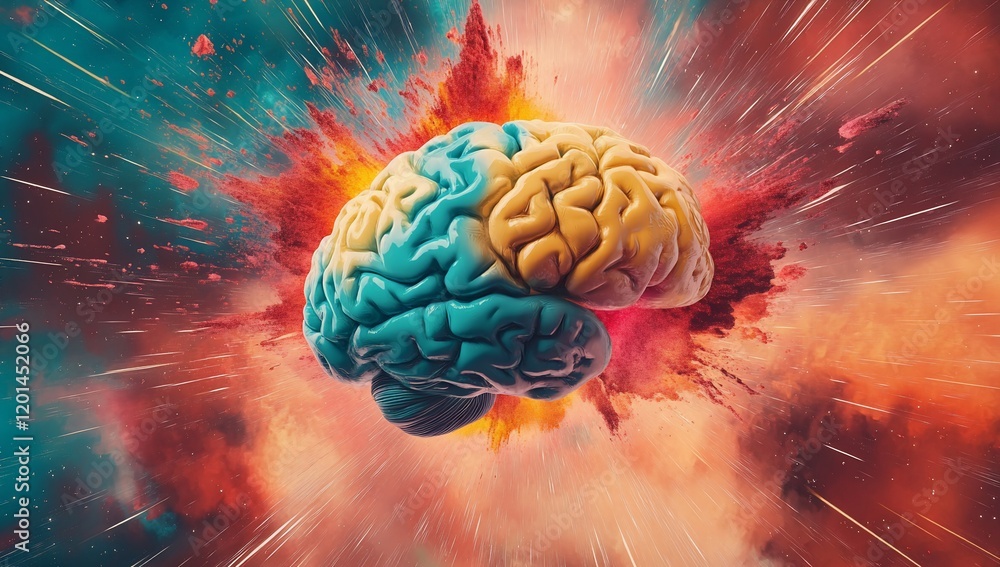 Poster Abstract Colorful Brain Exploding with Creativity Imagination and Ideas