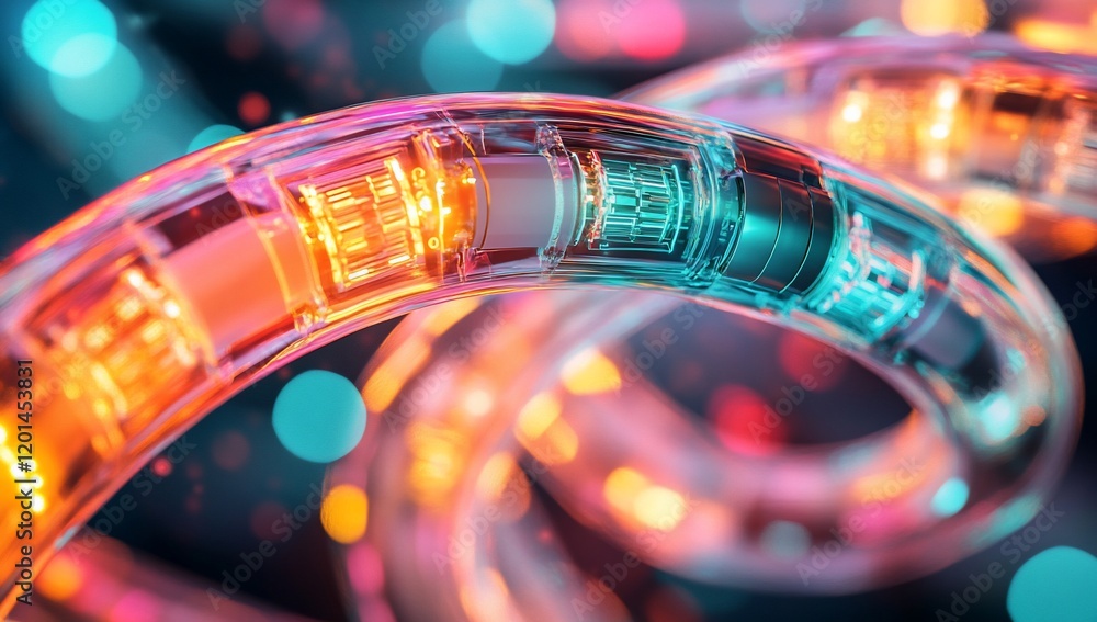 Aufkleber abstract glowing colorful technological cable futuristic data transmission vibrant circuit board