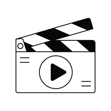 recommend clip art: clapperboard glyph outline icon with white background vector stock illustration