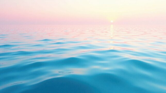 Serene Ocean Waters at Sunset A Peaceful and Tranquil Scene of Gentle Waves and a Soft Pink Sky - Powered by Adobe