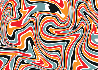 Vector geometric lines pattern. psychedelic illustration waves, Multicolored wavy Swirl Seamless Pattern Groovy Background, Wallpaper, Print, fabric.
