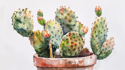 Potted cactus watercolor