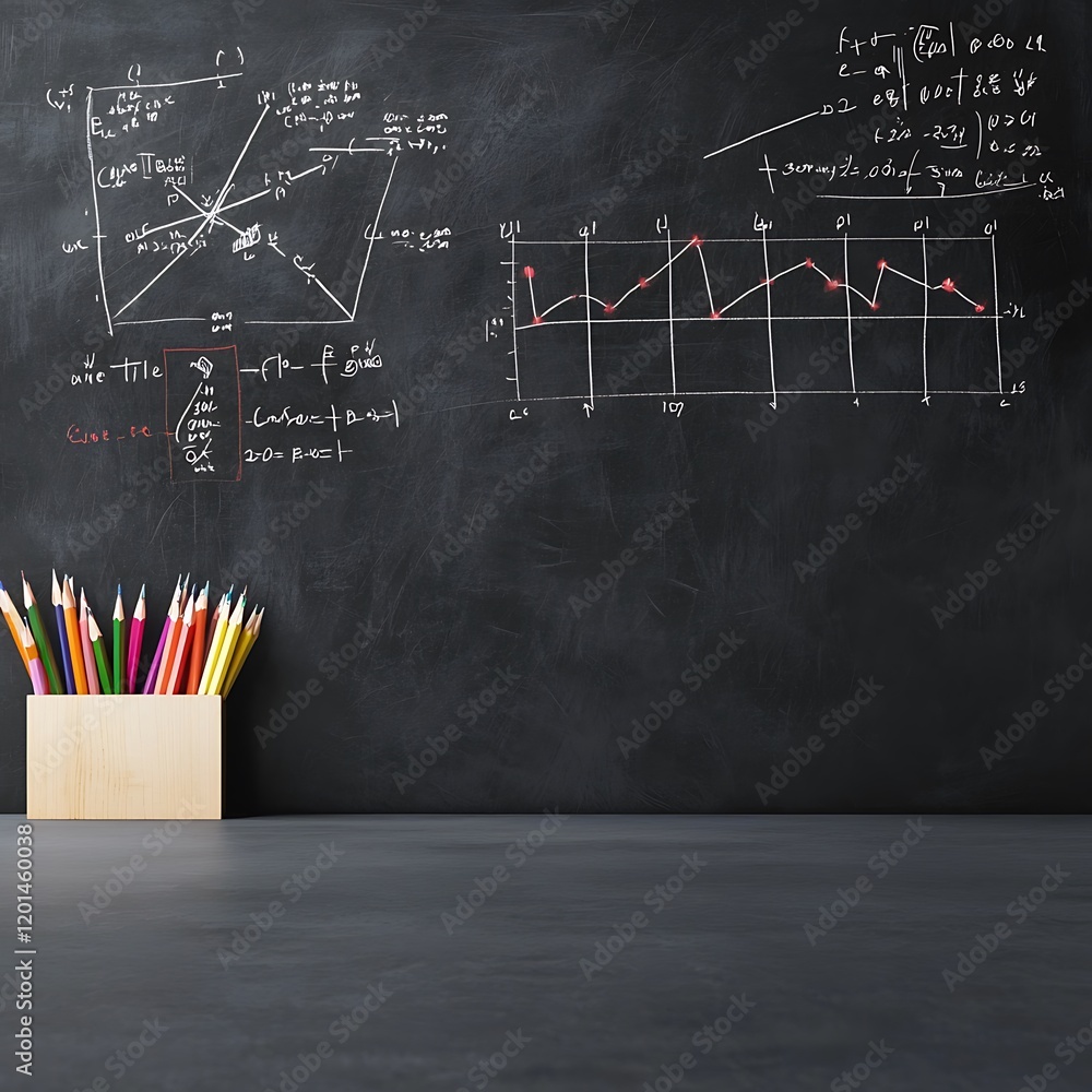 Poster a blackboard showing different methods to solve quadratic equations