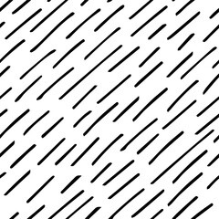Small dash rain seamless pattern. Abstract black and white background. Texture is used for wrapping paper, fabric, wallpaper, and web. Seamless pattern with black diagonal lines. Vector illustration