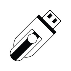 flash drive glyph outline icon with white background vector stock illustration