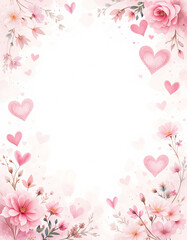 Floral background for a paper letter, for Valentine's day.