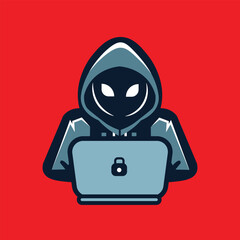 Illustration of a hacker maintaining security from cybercrime
