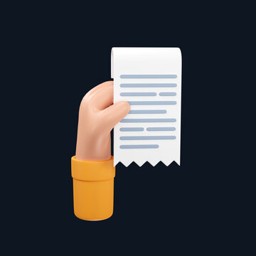 Hand holding bill receipt. Invoice bill receipt for shopping store