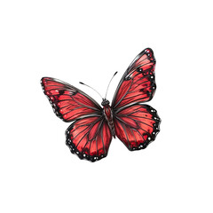 Fototapeta premium Crimson Butterfly Illustration: A stunning watercolor illustration showcasing a vibrant crimson butterfly with intricate patterns and delicate details, capturing the beauty of nature's art.