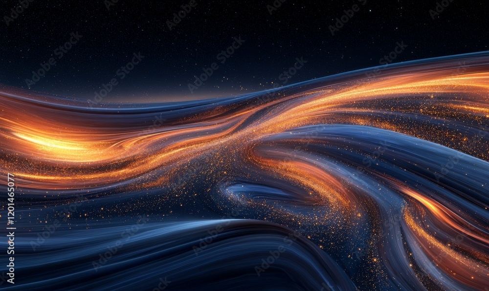 Aufkleber bright glowing trails and sparkling particles create a mesmerizing abstract background at dusk