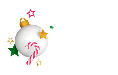 Merry christmas greeting card with holiday decor on white background