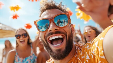 Friends create unforgettable memories at beach rave under sunny skies