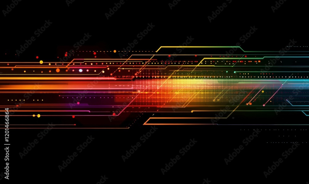 Poster abstract digital background representing business and technology concepts, featuring interconnected 