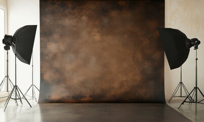 Brown painted canvas photo backdrop with Pantone's 2025 colour of the year, mocha mousse