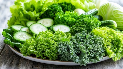 Fresh Green Vegetables on a Plate