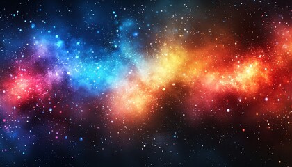 Fototapeta premium Cosmic Energy A Swirl of Colorful Nebula Clouds and Stars Abstract Background with Copy Space