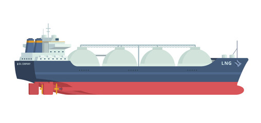 Gas Carrier Ship LNG Vector Illustration. Fully Editable Element. Object Isolated on White Background. Easy to Edit and Customize