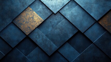 Naklejka premium Abstract minimalist wallpaper with intricate angular shapes on blue background. Ideal for modern design and banner templates with copy space in the center for text.