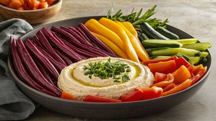 Healthy Hummus and Veggie Platter.