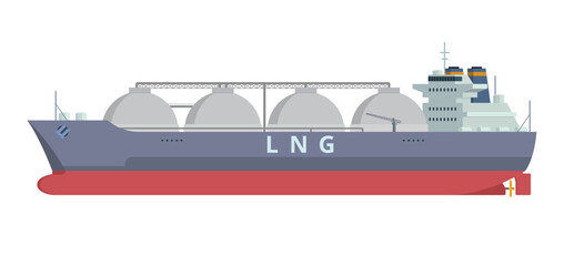 Fototapeta premium Gas Carrier Ship LNG Vector Illustration. Fully Editable Element. Object Isolated on White Background. Easy to Edit and Customize