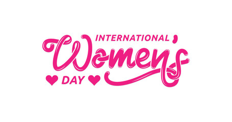 International Women's Day elegant lettering in pink color. Great for Greeting cards for Happy Women's Day with elegant handwritten calligraphy. Vector illustration
