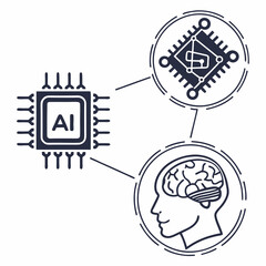 A minimalistic futuristic AI chip icon pack