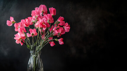 black background, sweet pea, spring, colorful, flowers, beautiful