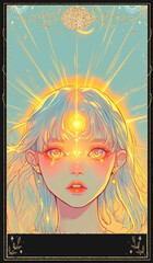 modern vintage style deck of tarot cards. magical predictions of the future, mysterious characters. AI generated	
