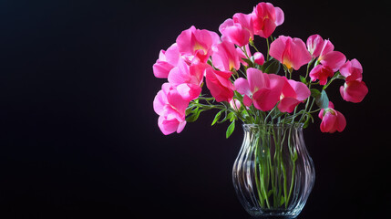 black background, sweet pea, spring, colorful, flowers, beautiful
