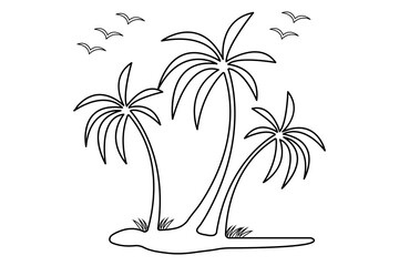 Palm tree continuous one line art drawing with editable stroke vector Icon.