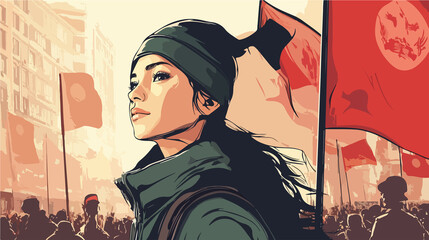 Freedom Forever Flat Vector Illustration for Anti-Socialist Movements